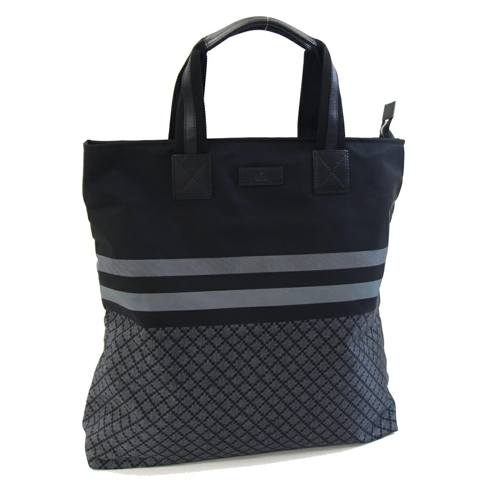 Gucci Diamante Hand Tote Bag Black Gray Leather Vertical